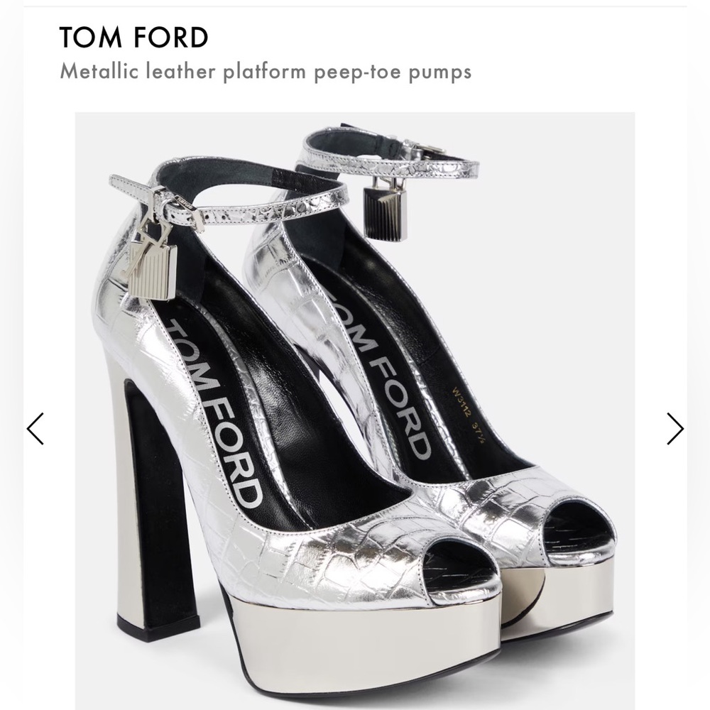 Tom Ford metallic leather platform peep-toe pumps